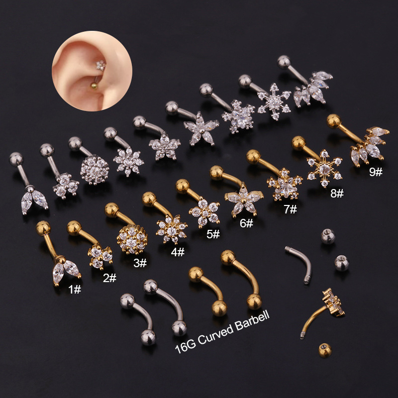 Rook Curved Barbell - 1Pc 1.2x8mm Eyebrow Daith Snug Ring
