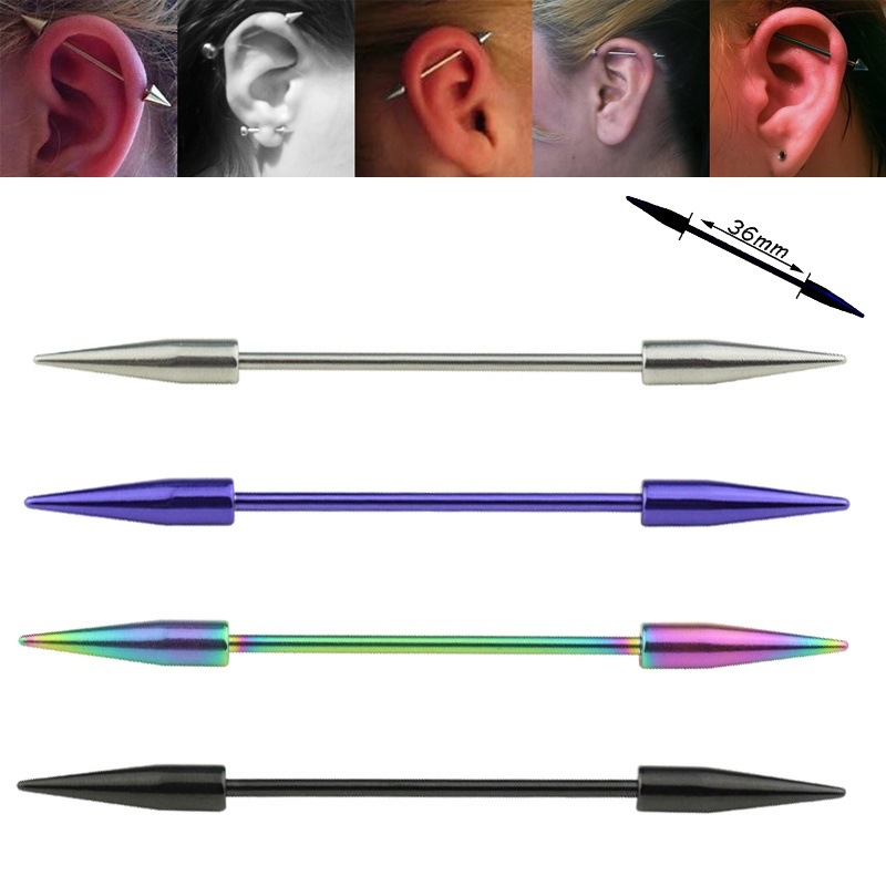 Industrial Barbell Long - 2pcs 14G Spike Long Surgical Steel