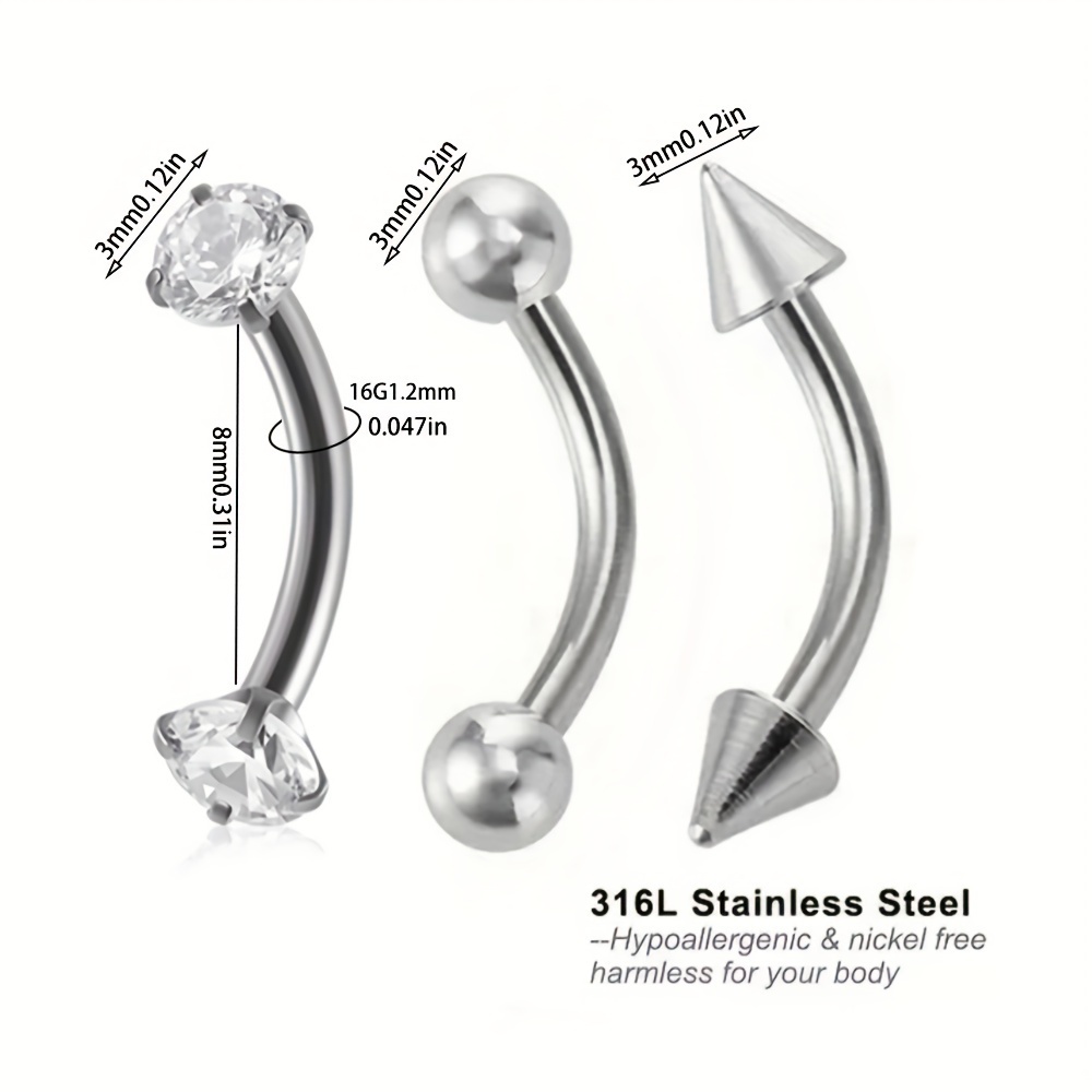 3pcs 16G Rook Earrings Stainle - Rook Curved Barbell review and price