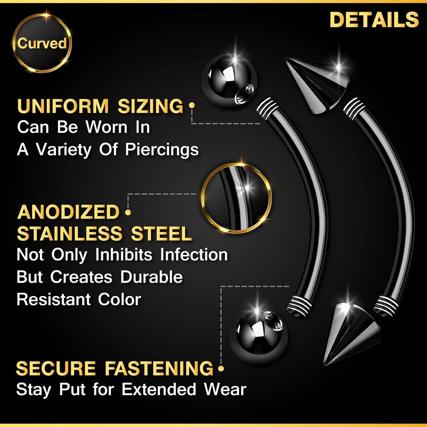 32pc/set Surgical Steel Curved - Rook Curved Barbell review and price