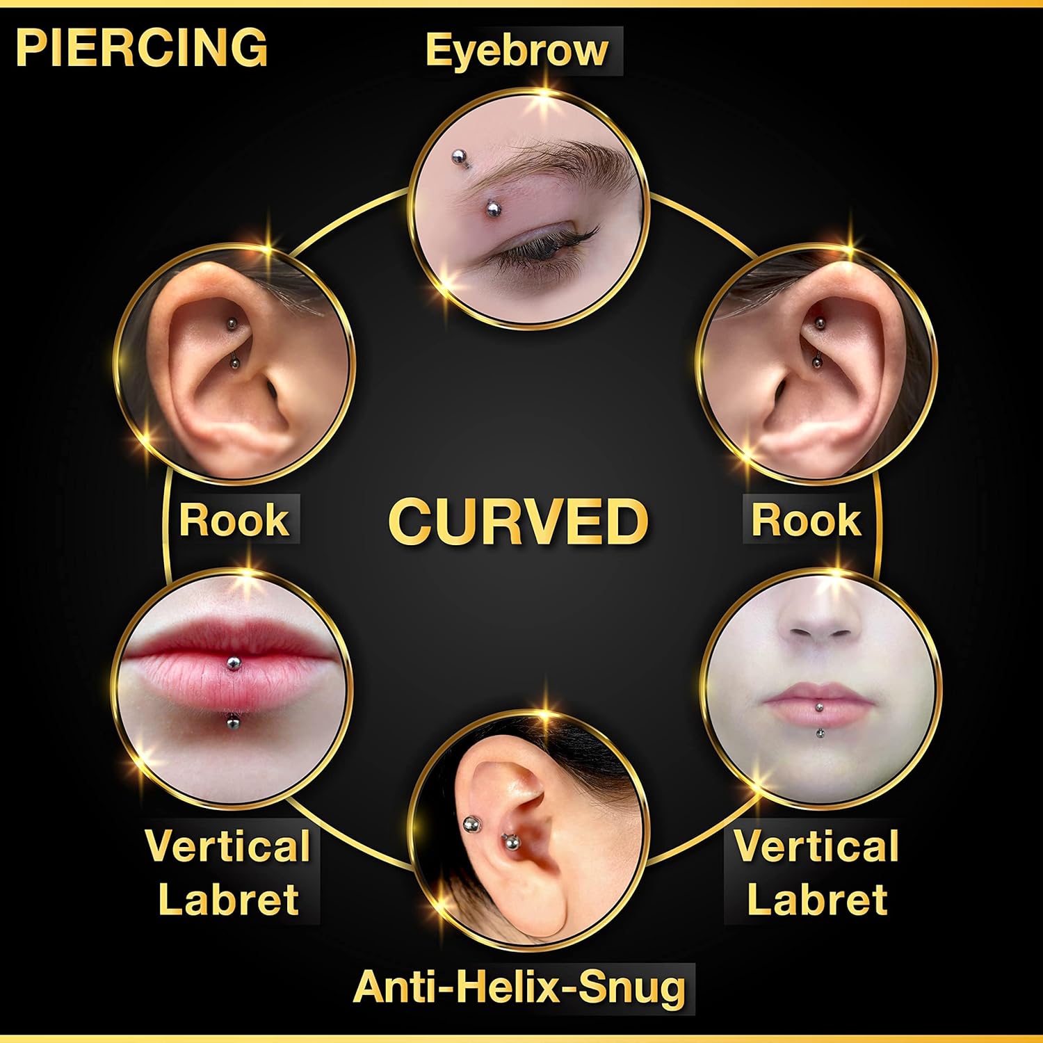 32pc/set Surgical Steel Curved - Rook Curved Barbell review and price