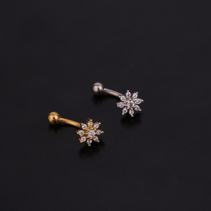 1PC Flower Crown CZ Eyebrow Ri - Rook Curved Barbell review and price