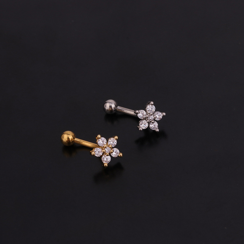 1PC Flower Crown CZ Eyebrow Ri - Rook Curved Barbell review and price