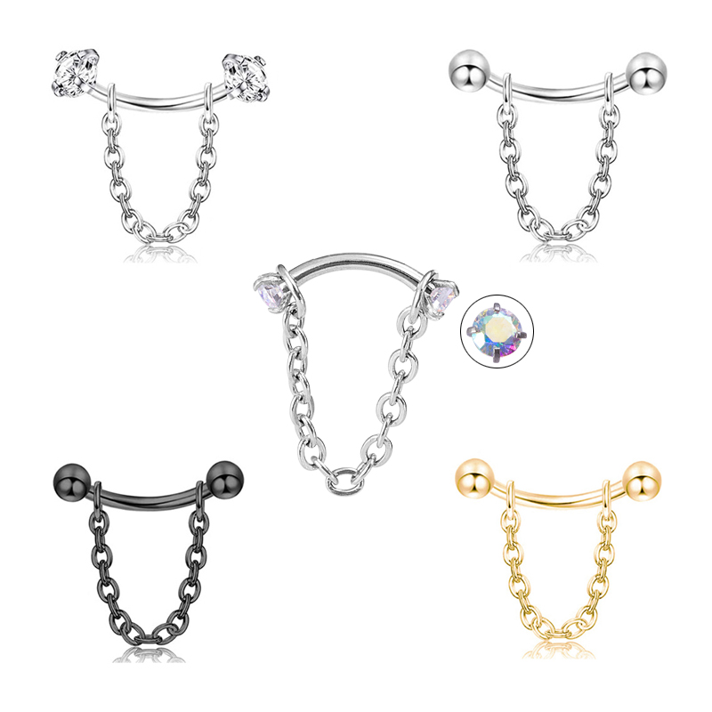 1pc Zircon Ball Cone Eyebrow P - Rook Curved Barbell review and price