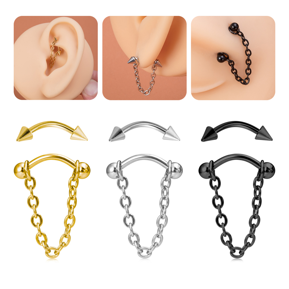 1pc Zircon Ball Cone Eyebrow P - Rook Curved Barbell review and price
