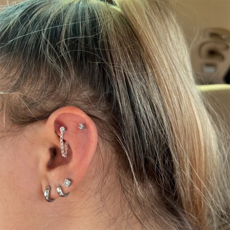 1pc Zircon Ball Cone Eyebrow P - Rook Curved Barbell review and price