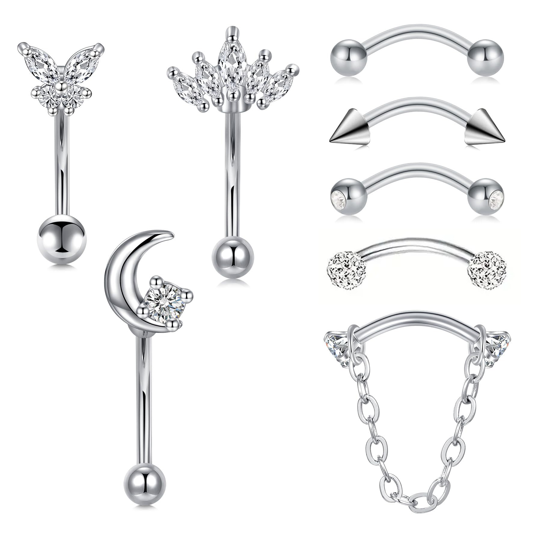 8PCS/Set 16G Eyebrow Rings for - Rook Curved Barbell review and price