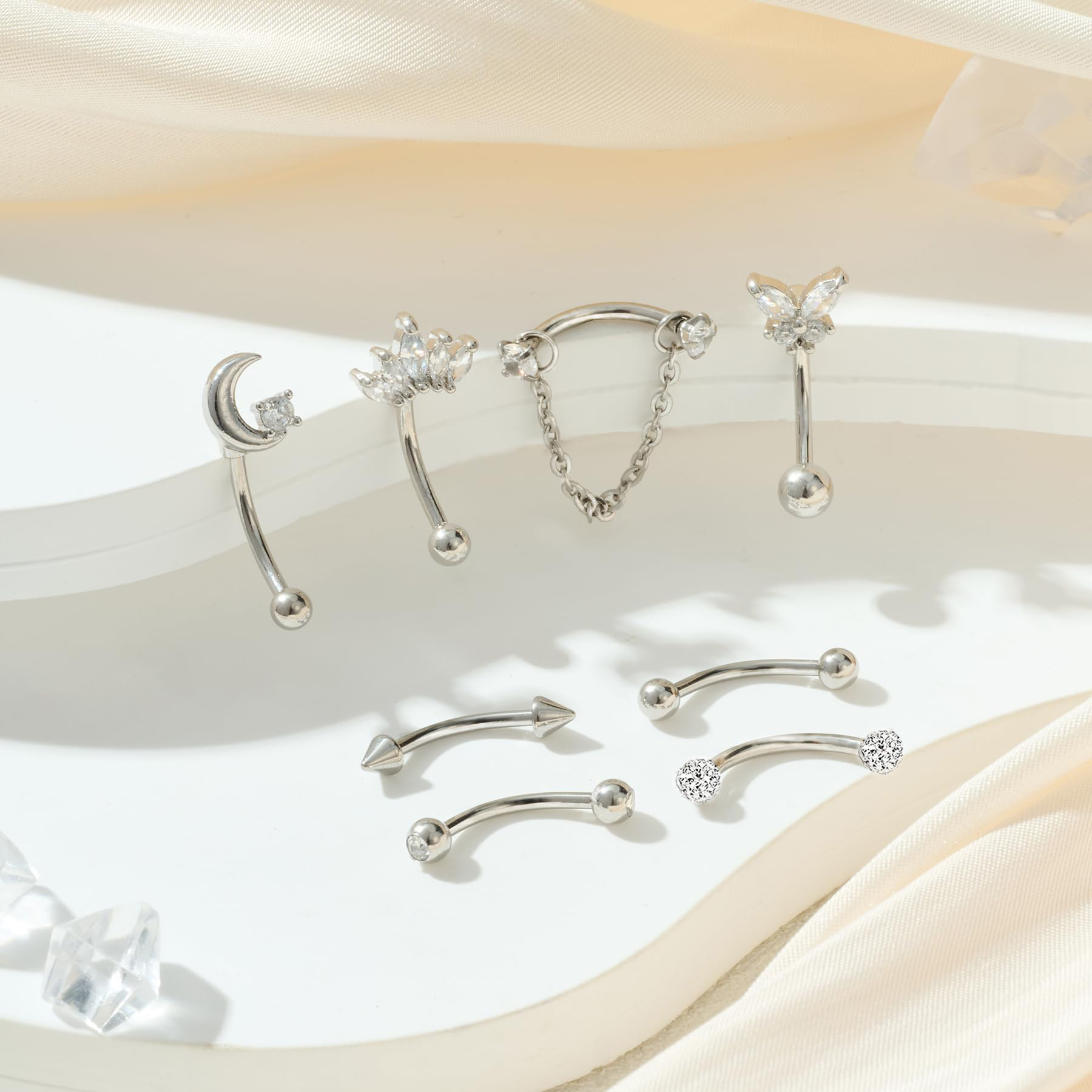 8PCS/Set 16G Eyebrow Rings for - Rook Curved Barbell review and price