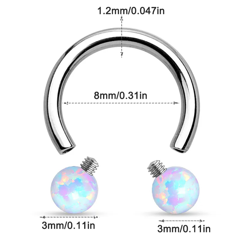Surgical Steel Opal Horseshoe  - Rook Curved Barbell review and price