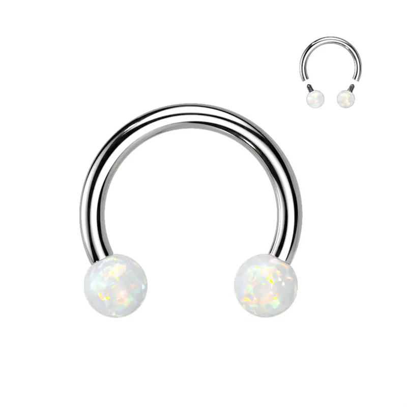 Surgical Steel Opal Horseshoe  - Rook Curved Barbell review and price