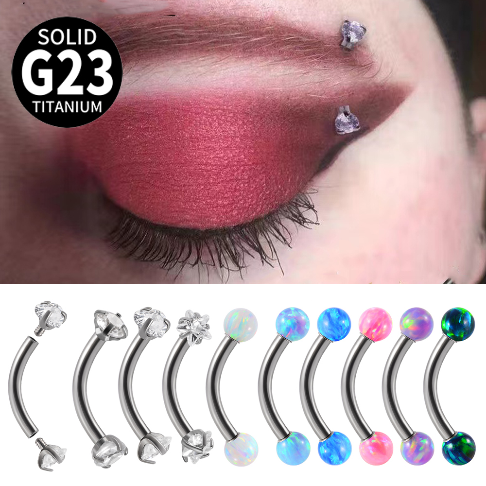1PC G23 Titanium CZ Internally - Rook Curved Barbell review and price