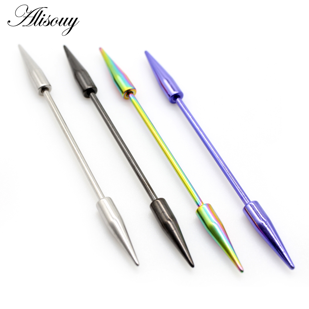 Alisouy 2pcs 14G Spike Long Su - Industrial Barbell Long review and price