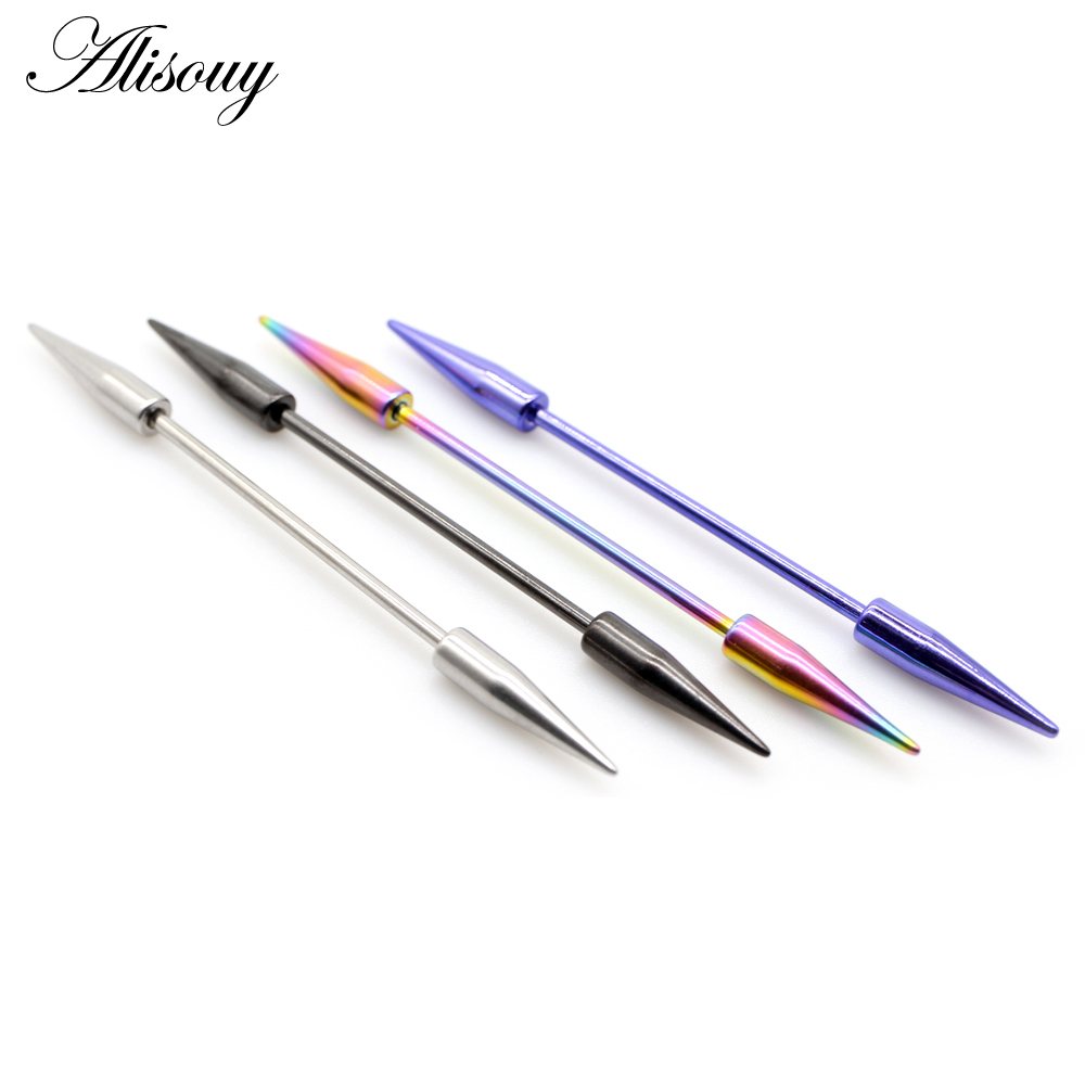 Alisouy 2pcs 14G Spike Long Su - Industrial Barbell Long review and price