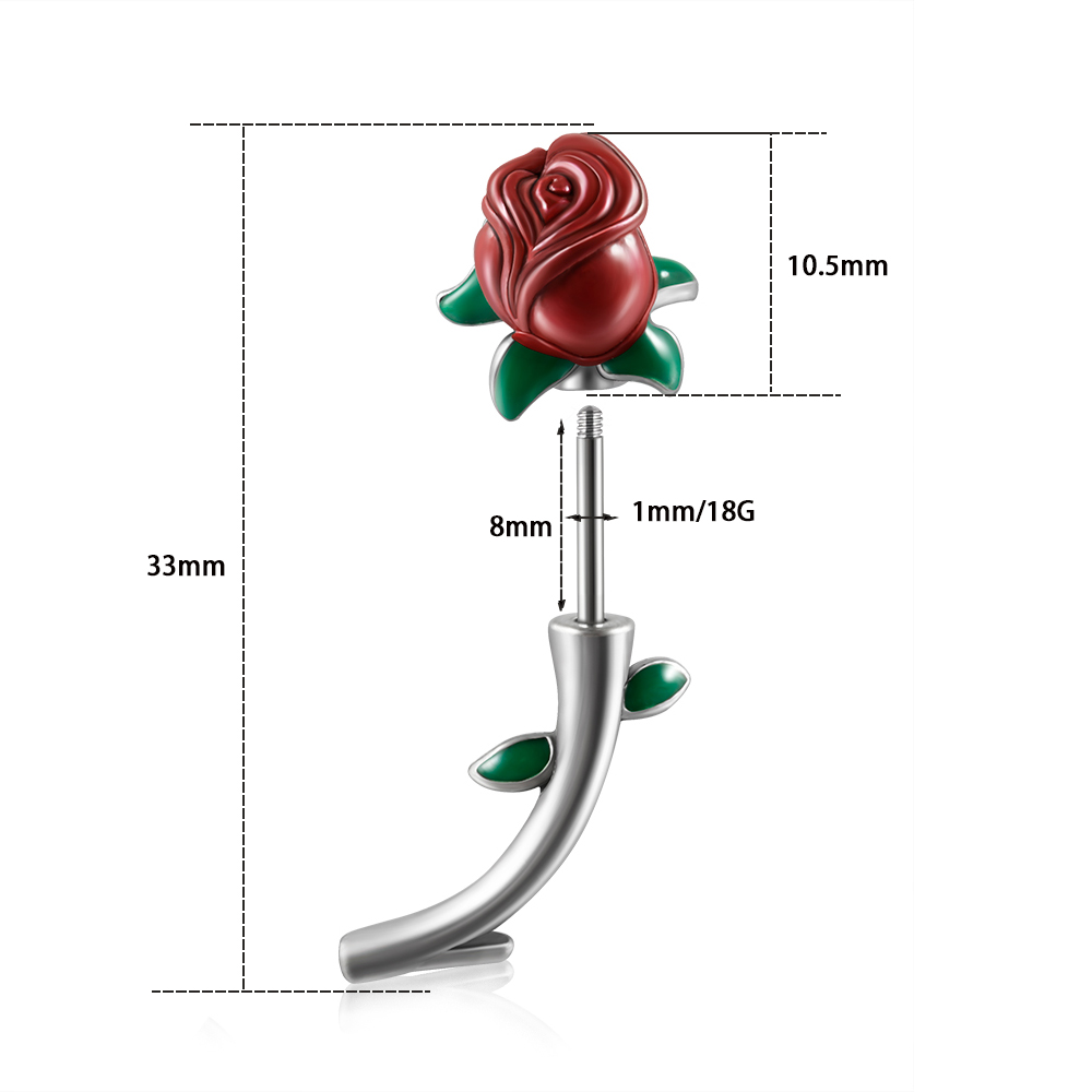 1PC Surgical Steel  Red Rose F - Rook Curved Barbell review and price