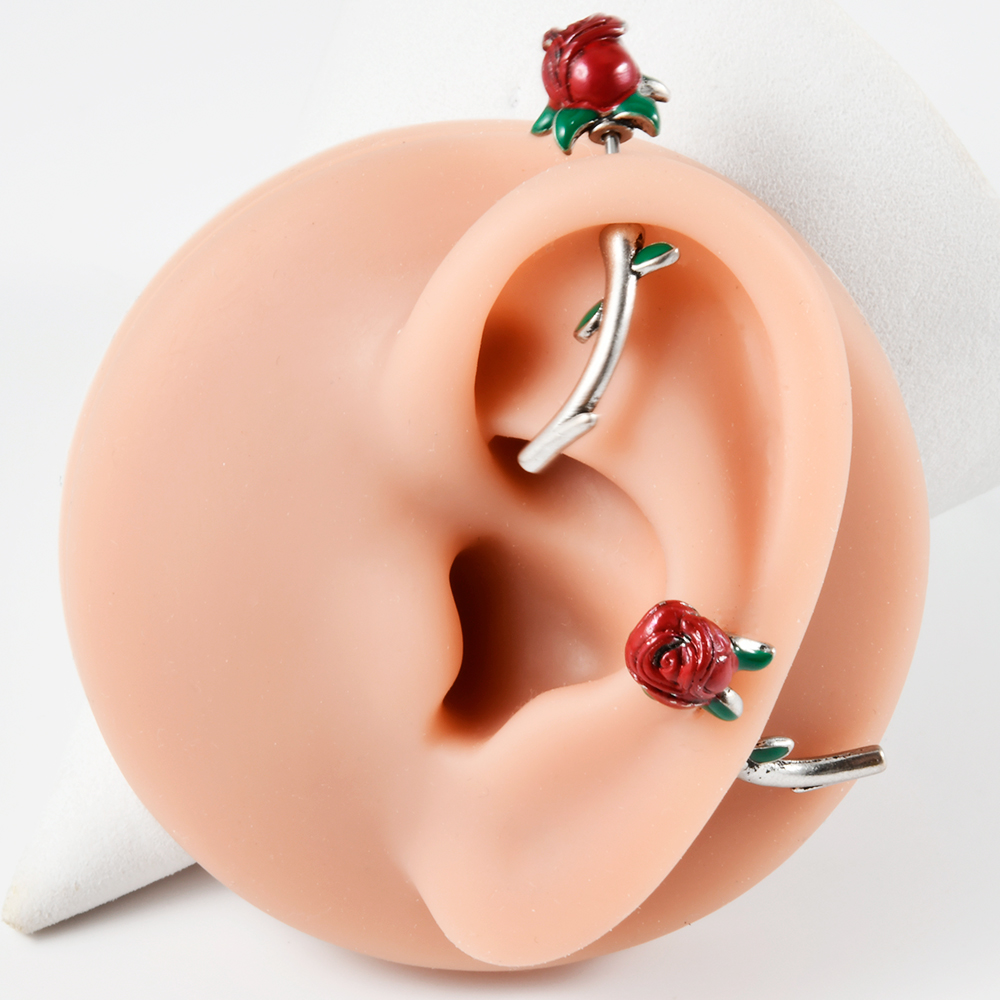 1PC Surgical Steel  Red Rose F - Rook Curved Barbell review and price