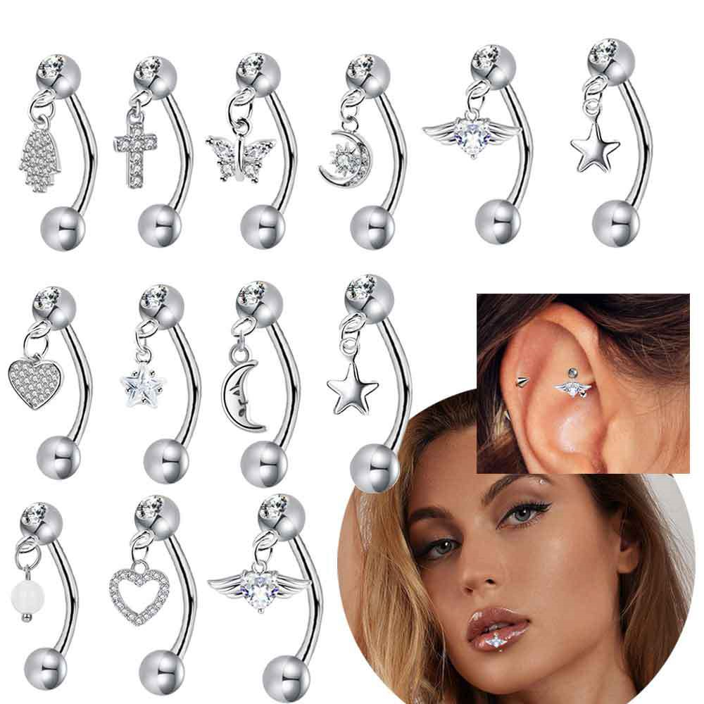 1PCS Butterfly Dangle Eyebrow  - Rook Curved Barbell review and price