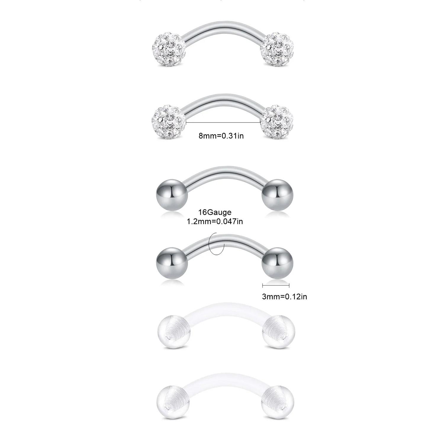 6pcs/Set Elegant Cute 16G Curv - Rook Curved Barbell review and price