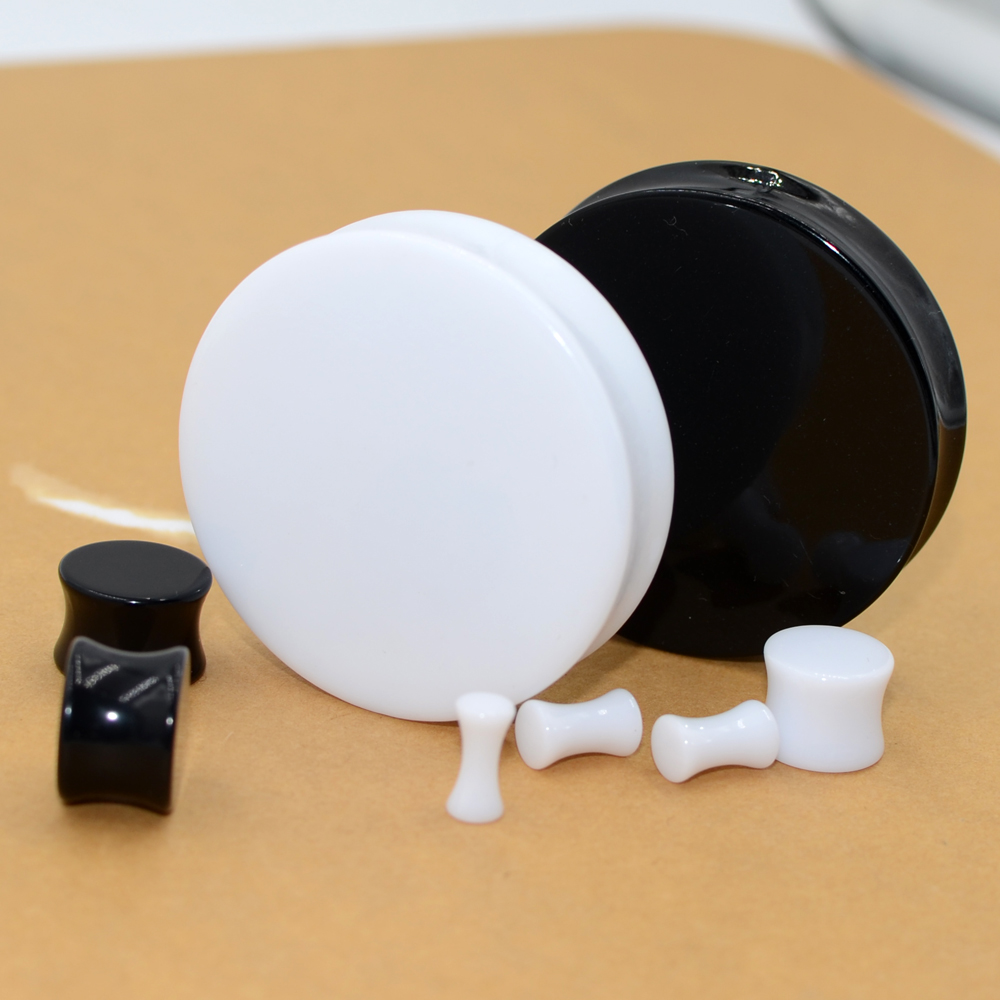 2Pair Acrylic Ear plugs White& - Body Jewelry Gauge Sizes review and price