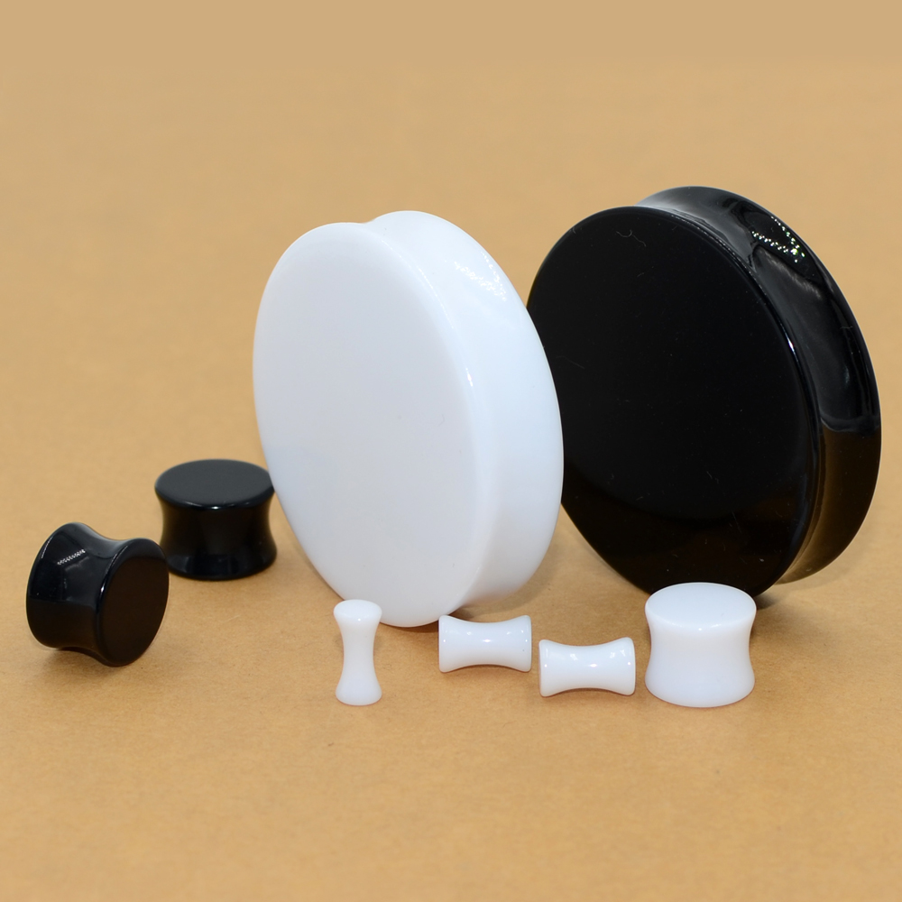 2Pair Acrylic Ear plugs White& - Body Jewelry Gauge Sizes review and price