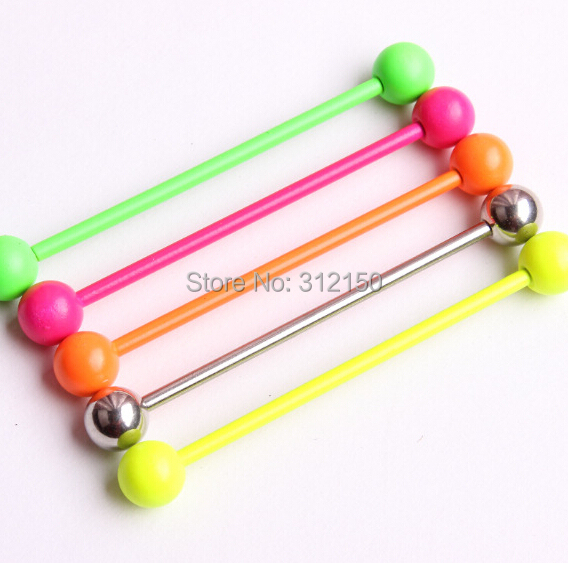 2 Pieces 14G 1.6mm Tongue Ring - Industrial Barbell Long review and price